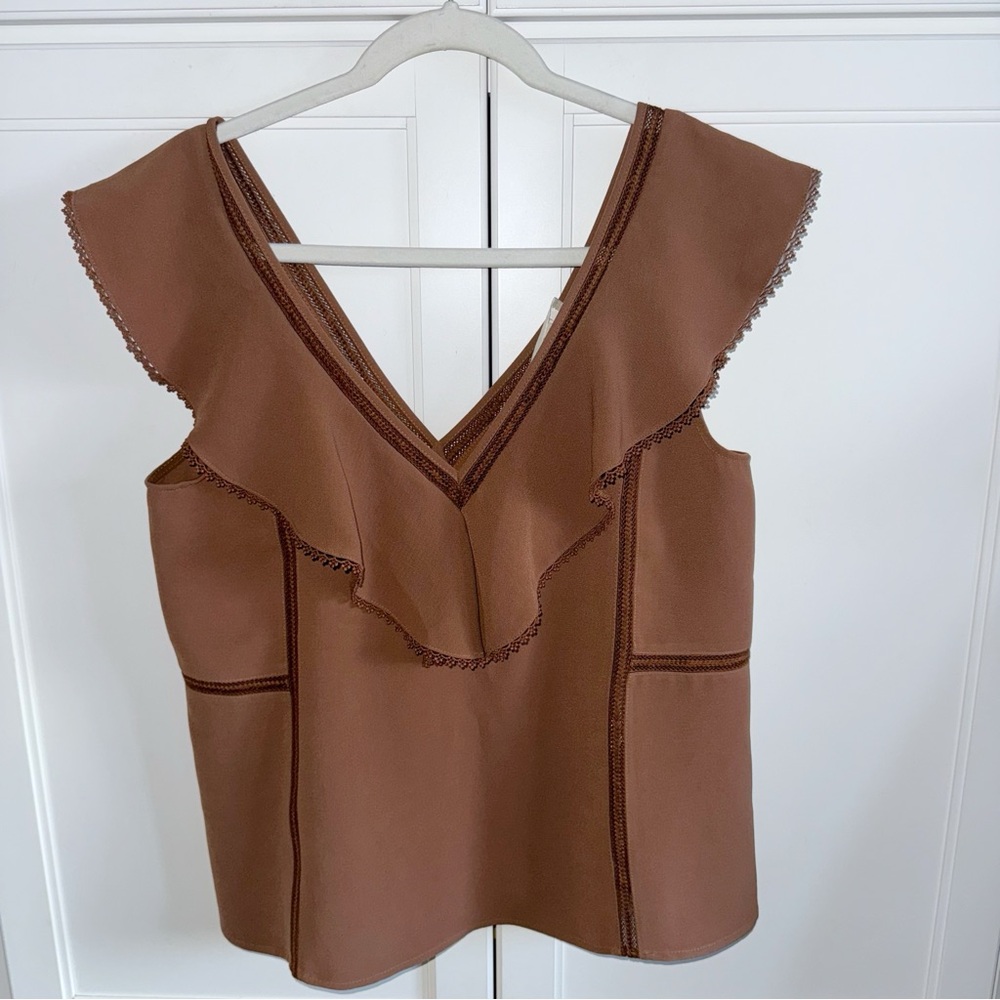 Sezane Brown Ruffle Blouse - Picture 2 of 11